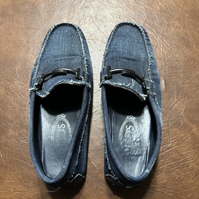 Tod’s Distressed Denim Driving Moccasin Shoes Made In Italy  Women