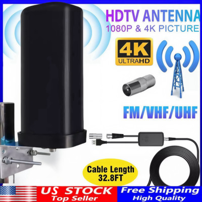 6000 Miles Digital TV Antenna HDTV Amplified 4K 1080P Waterproof Outdoor Indoor