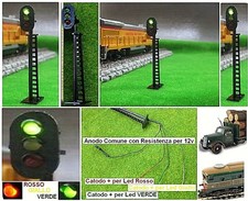 SEMAFORO TRENI-BINARI  Cm.6,5 12V 3 LED COLORI: VERDE ROSSO GIALLO SCALA-N e HO 