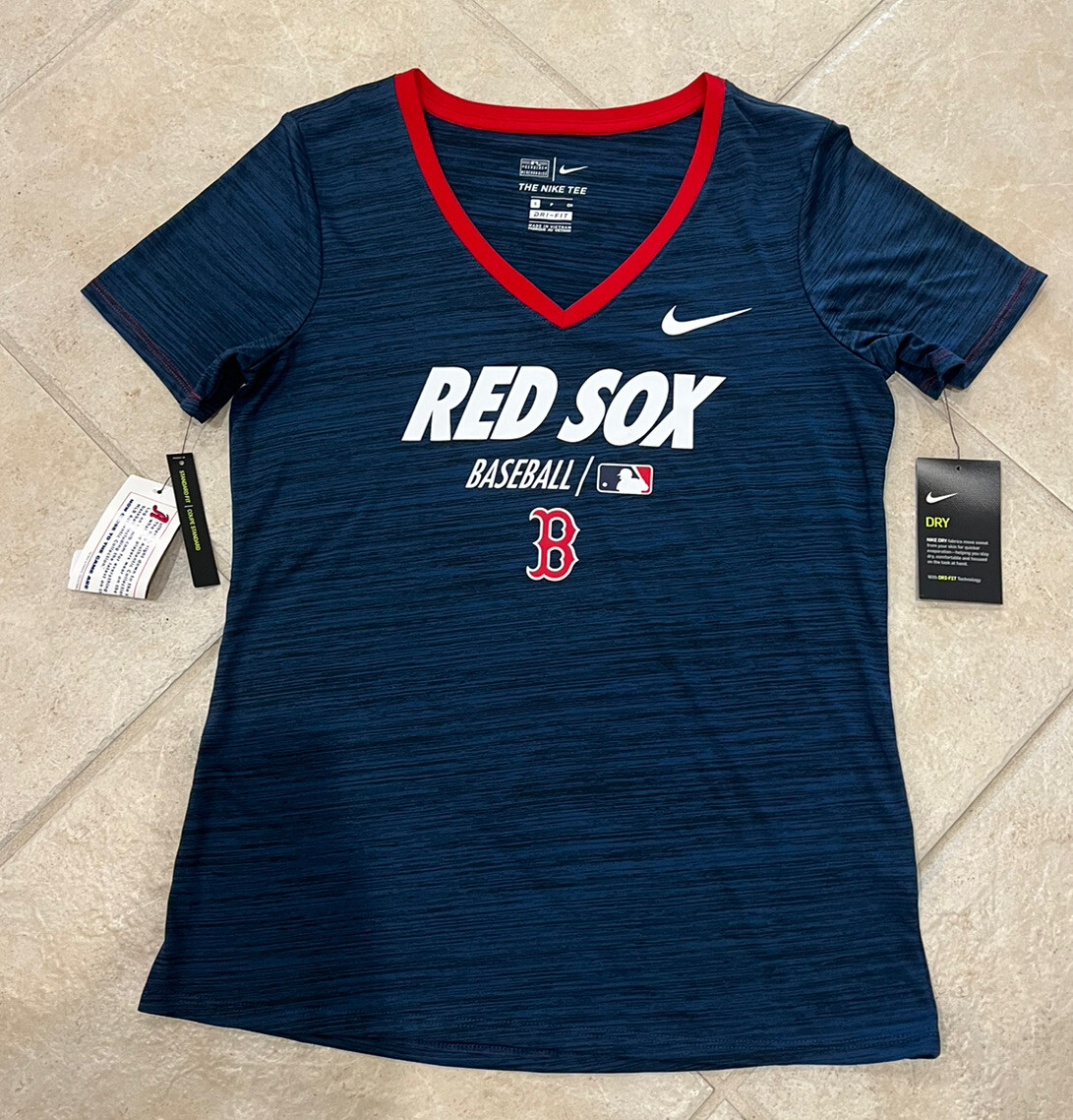 Boston Red Sox Nike Womens Logo Navy Blue Player Dri Fit Tee Shirt Small