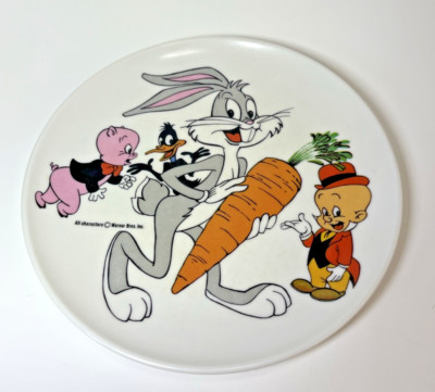 Warner Bros. Bugs Bunny, Elmer Fudd, Porky Pig, Daffy Duck Plate of Melamine 7''