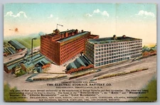 c1910 postcard advertising ELECTRIC STORAGE BATTERY CO PHILADELPHIA OFFICE WORKS