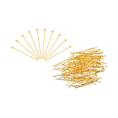 100 Stück Flachkopfstifte zur Schmuckherstellung 60 mm Messing Stärke 20 Gold