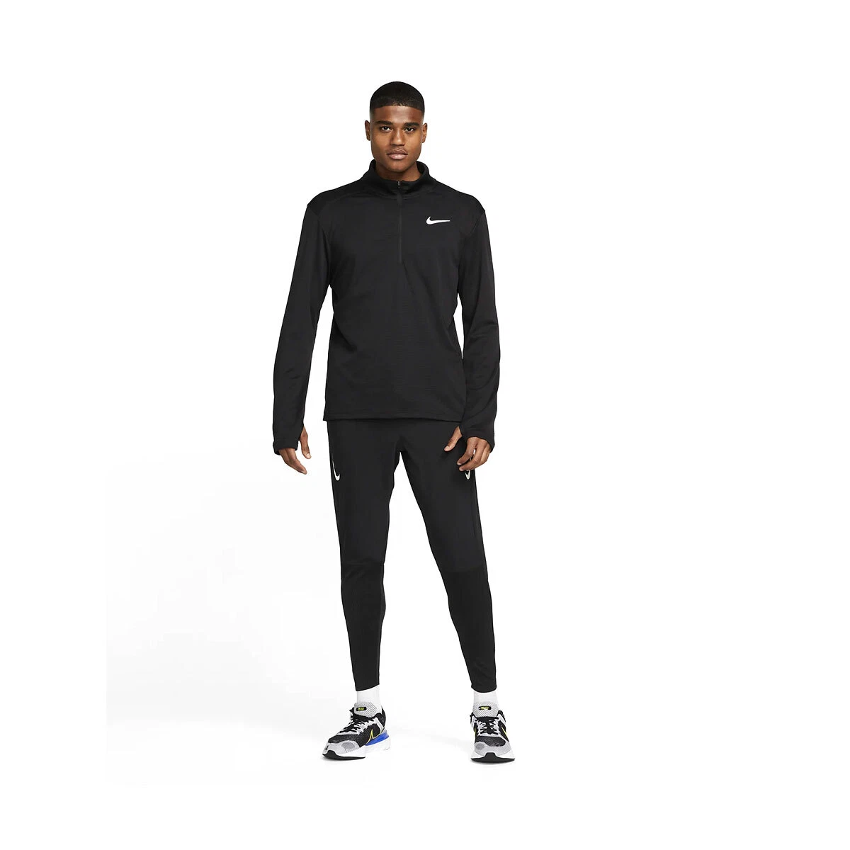 nike running half zip pacer top in black
