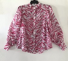 Equipment Femme Animal Print Silk Button Down Sheer Long Sleeve Top Sheer S NWT