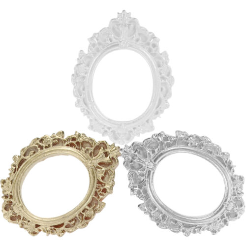  3 Pcs Round Frame Resin Ornaments Miniature Photo Jewelry Picture Frames - Imagen 1 de 12