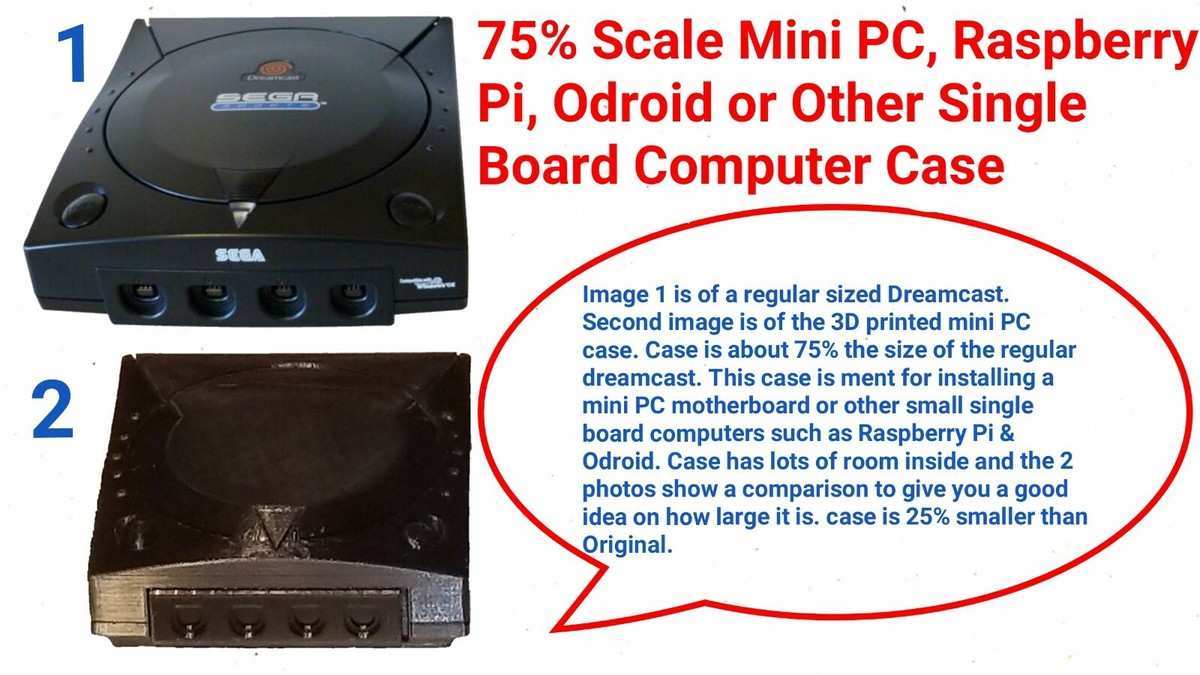 75% Size 3D Printed Dreamcast Style Mini PC Motherboard Case For Single  Board PC