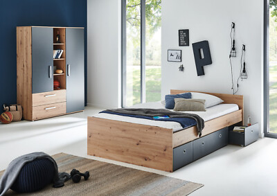 Jugendzimmer Set 3-tlg. / Kleiderschrank Jugendbett inkl. Bettschubkasten