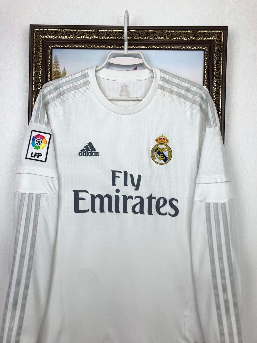 Real Madrid Home football shirt 2015 Soccer Adidas Long Sleeve Maglia Size S