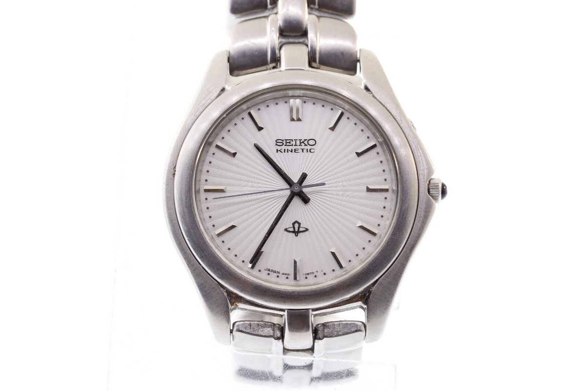 Men's Seiko SLB001 Kinetic White Dial Sapphire Crystal Stainless