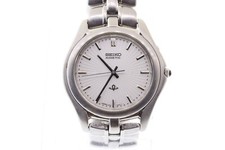 Uomo Seiko SLB001 Cinetico Quadrante Bianco Cristallo Zaffiro Acciaio Inox Watch