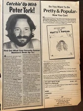 Peter Tork, The Monkees, Full Page Vintage Clipping, aa