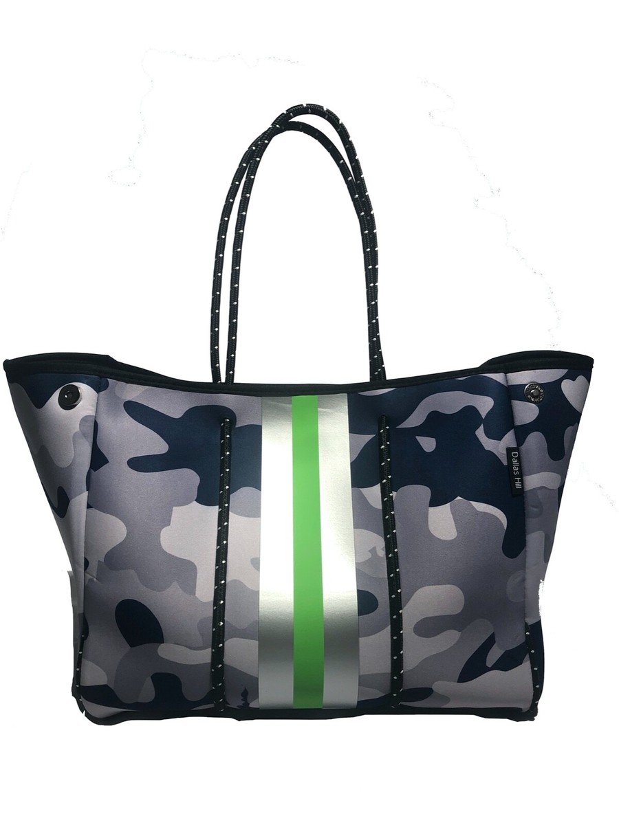 Lolly Luella Neoprene Large Beach Pool Bag Tote Womens Travel Gym Blue Camo