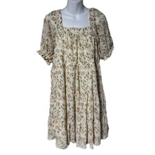 Hayden Los Angeles Floral Tiered Peasant Boho Dress L Gauzy Cottagecore Feminine