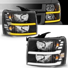 Sequential LED DRL Headlight Assembly Fit for 2007-2013 Chevy Silverado 1500 / 2