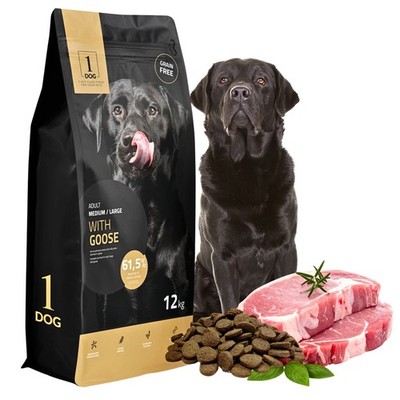 Hundefutter Trockenfutter Hund Getreidefrei 12kg Monoprotein  mit Gans 1DOG