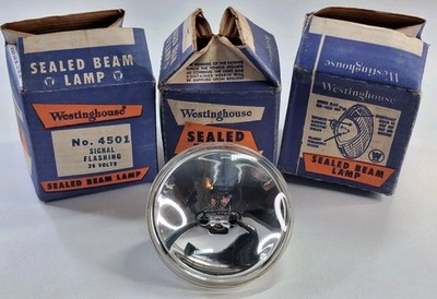 Vintage Westinghouse versiegelte Strahllampe 4501 Signal blinkende Glühbirne 26 Volt x3