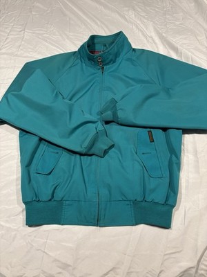 Vtg 80s Eddie Bauer Harrington Golf Jacket M Teal Plaid Lined Seattle USA Flaws
