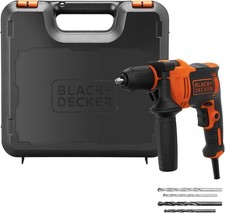 Image of BLACK+DECKER 710W High Performance Corded Hammer Drill 0-2800 RPM Kitbox New
