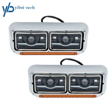 2PCS LED DRL Projector Headlights Lamp For Kenworth W900 81-19 Western Star 4800