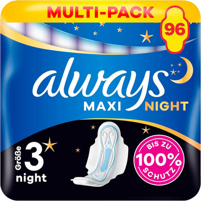 Always Maxi Secure Night Größe 4 Damenbinden Flügel 8 x 12 Stück 96 Binden