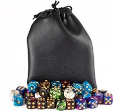 36 PCS - D6 dice 16mm Acrylic 6 Sided Dice Game Dice for RPG DND  Leather Pouch