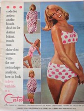 1965 Women's Catalina pink white polka dot dottini bikini Vintage Swimsuits ad