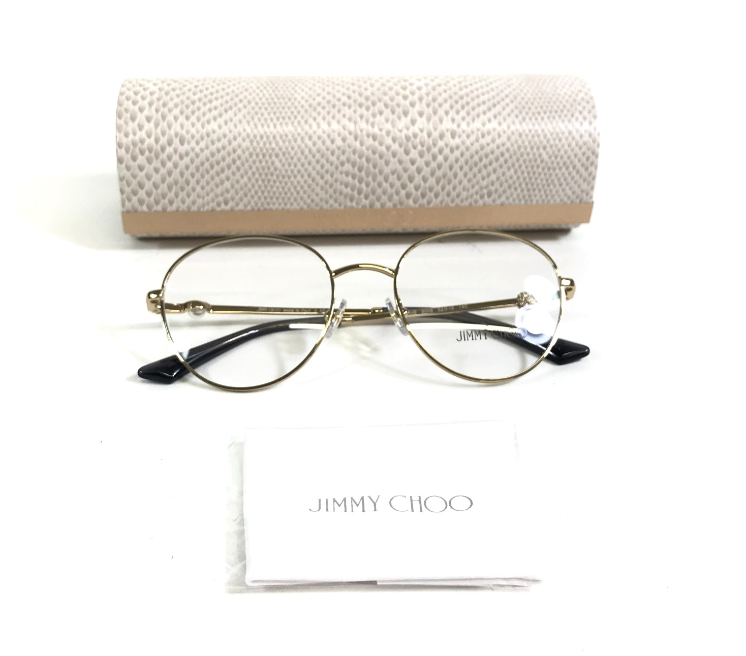 Jimmy Choo Eyeglasses Frames JC2004HB 3006 Gold Round Wire Rim 52-19-140