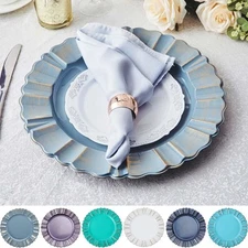 6 pcs 13" Round Scalloped Trim Charger Plates Wedding Party Table Decorations