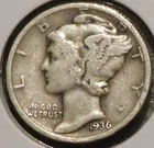 Silver Dime - Mercury - 1936 (Rev scratch) [34]