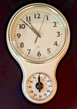 Kirch Retro Beige Wall Kitchen Clock with Timer  Free Shippping
