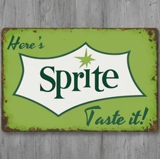 Here's Sprite Taste It 8 x 12 Vintage Novelty Metal Sign Made In USA New!