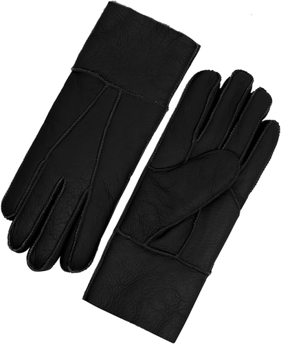 Women Leather Gloves Shearling Sheepskin Winter Warm Gloves Fur Lined - Picture 4 of 5