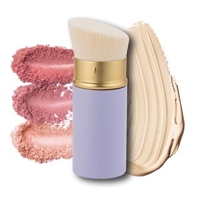 Retractable Face Makeup Brush, Kabuki Purple Angle (Retractable Brush) 