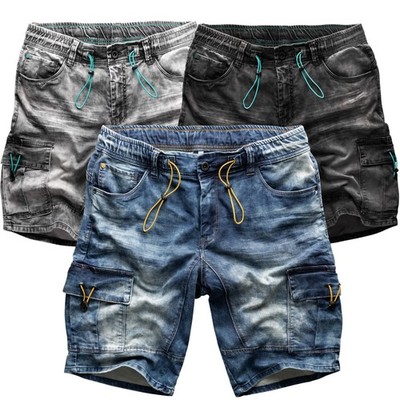 Urban Surface Herren Cargo Jeans Shorts Kurze Hose Bermuda Denim Sweatpants