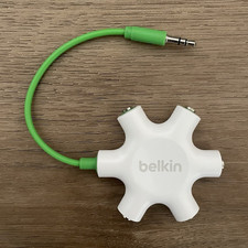 Belkin 5-Way 3.5mm Audio Splitter White with Green Cable