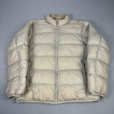 Uniqlo Jacket Womens XL Beige Ultra Light Down Puffer Full Zip