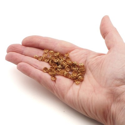 Lot (100) Vintage brass flower bead cap jewelry chandelier findings 6mm