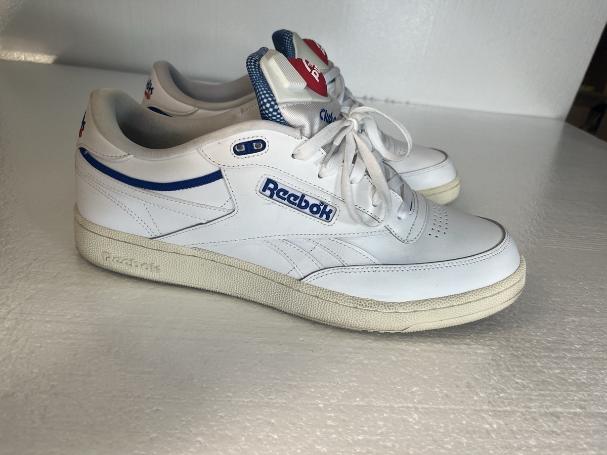 Reebok Club C The Pump Size 14 White Blue Leather Low Top Sneaker 