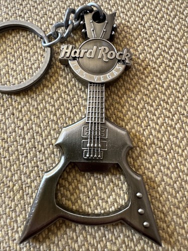 Vintage Keychain Hard Rock Las Vegas Bottle Top Opener Guitar Unique