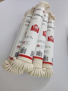 Lot Of 6 Hanks, Cotton Rope, Clothesline, 3/16 (4.8mm) 100ft (30.5 M), Braided