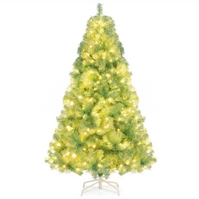 6 Fuß Künstlicher Weihnachtsbaum mit 688 Astspitzen und 250 warmweißen LED-Lichtern - Grün