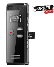 64GB Digital Voice Recorder with Playback