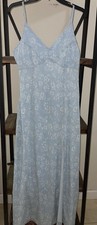 GUESS COUTURE LA Cruz Blue Boho Fade Maxi Dress Lyocell Blend V Neck Front Sz-S