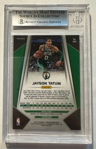 2017-18 Panini Prizm Mosaic Jayson Tatum RC Silver Prizm BGS 9 Mint #20 - Picture 2 of 2
