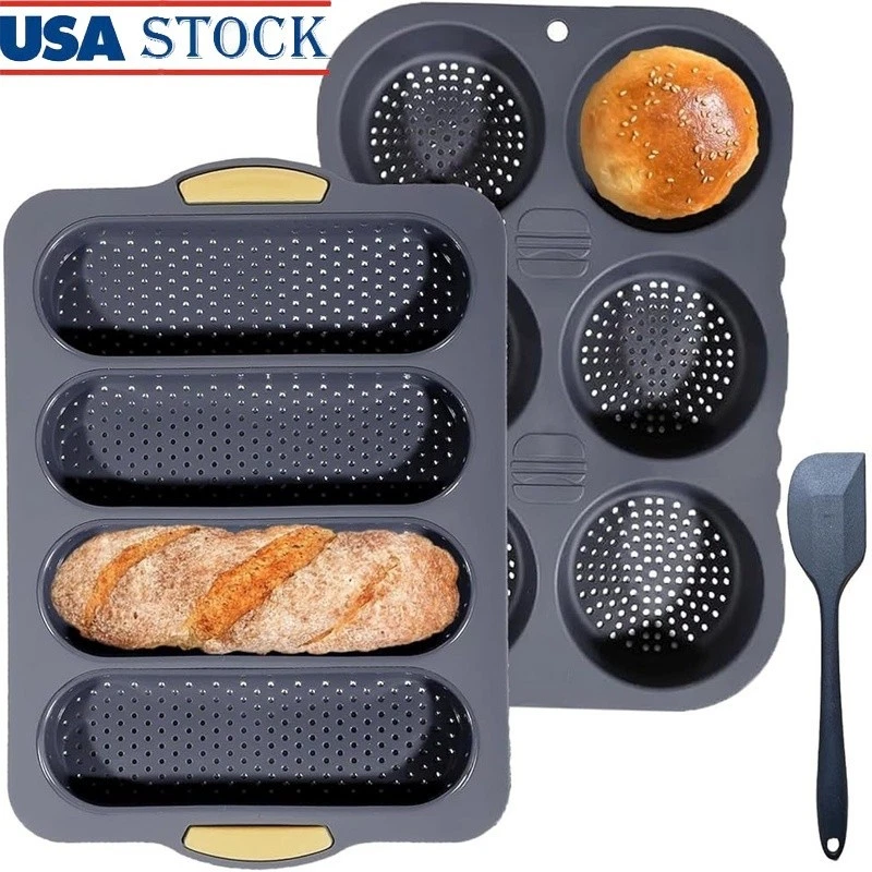 Silicone Baking Pan Set Bread Cookies Burgers Hot Dogs Easy Clean Nonstick New
Opens in a new window