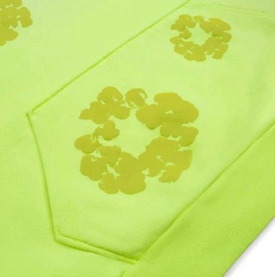 Grateful Dead Yellow Green Floral Graphic Print Cotton Knit Pullover Hoodie