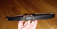 Ladies Etienne Aigner Black Gold Accents Genuine Leather Belt Size L