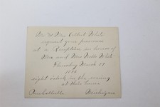  1896 Reception Invitation Hand Written, Michigan Collectible Antique