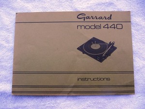 Garrard MODEL 440 INSTRUCTIONS MANUAL Owner's Guide Turntable Changer Unimech .